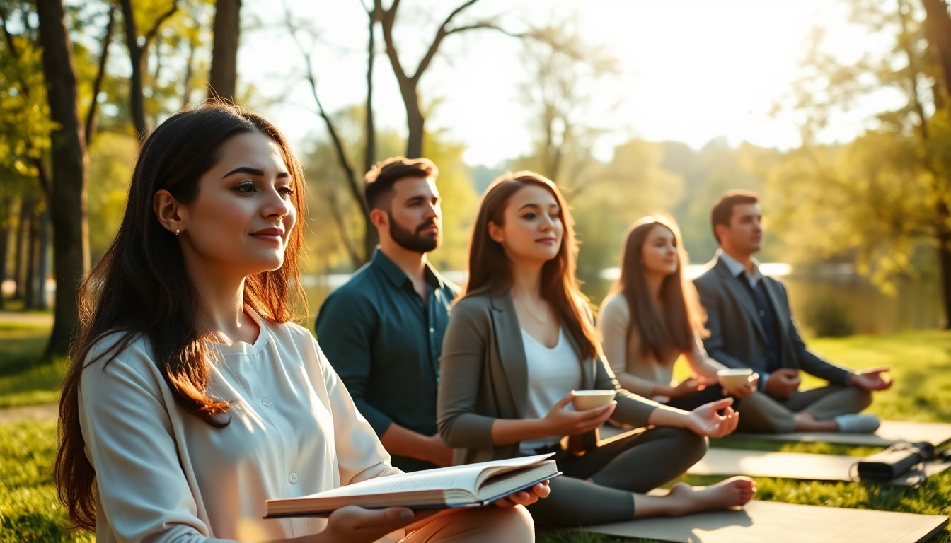 Promoting emotional wellbeing through mindfulness practices in a serene natural setting.