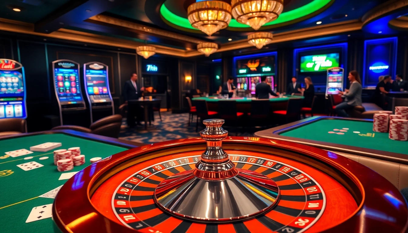 Experience thrilling gameplay at 7hh casino with vibrant casino tables and dynamic slot machines.