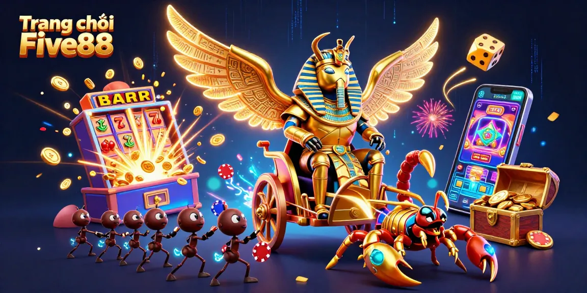 Engage with thrilling games at Trang chủ Five88 in a vibrant 3D casino scene.