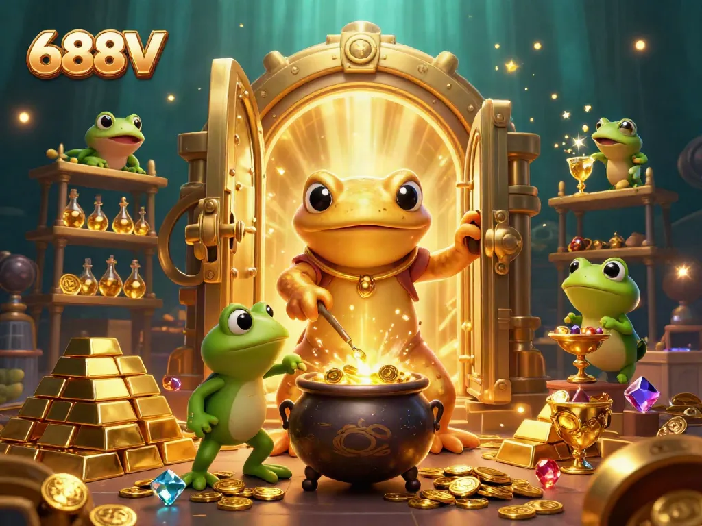 Experience the magical world of 688V with captivating characters and golden treasures in vibrant detail.