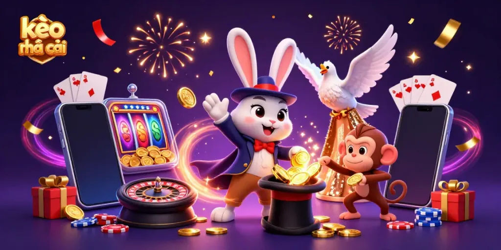 Engage with kèo nhà cái and win as magic unfolds in this vibrant 3D illustration.