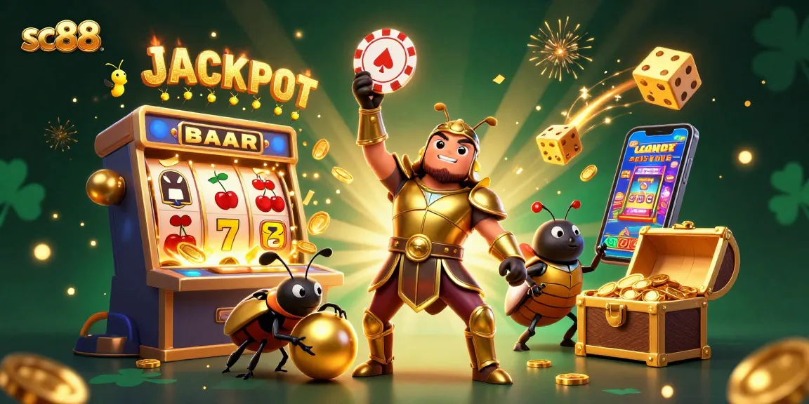 Engage in exciting gameplay at sc88 as a hermit beetle celebrates a jackpot victory!