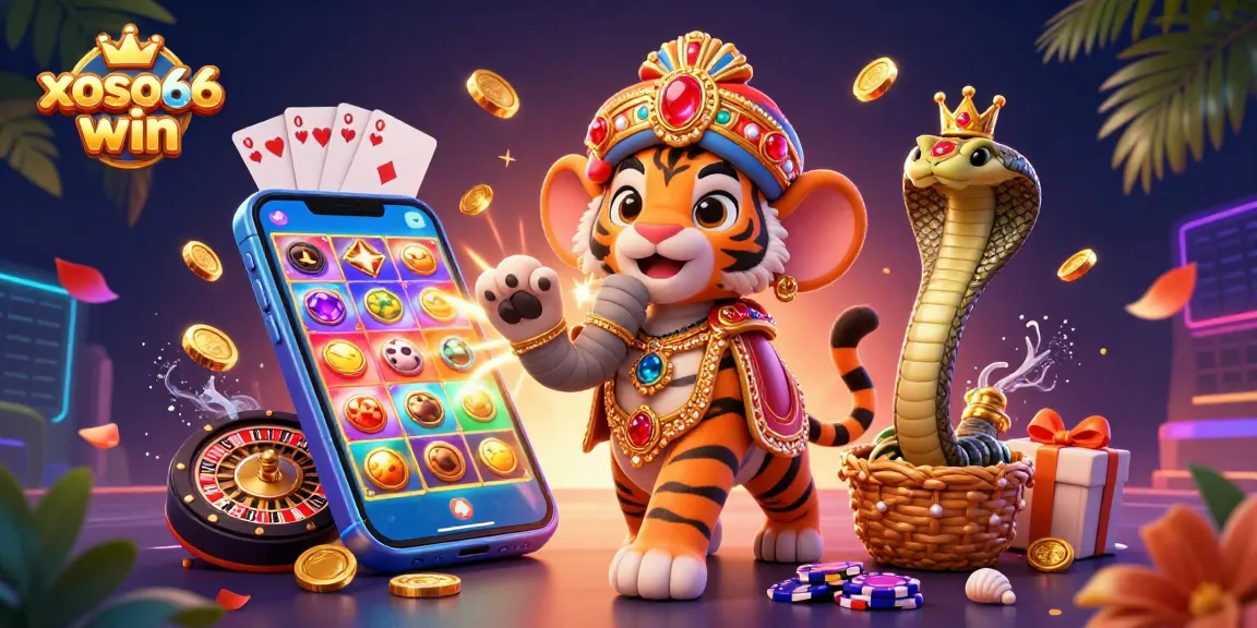 Engage with xoso66 win in this vibrant 3D casino illustration of a maharaja tiger adventure.