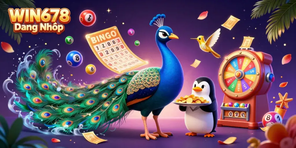 WIN678 Đăng Nhập illustration showcasing vibrant casino elements and engaging characters in a dynamic scene.