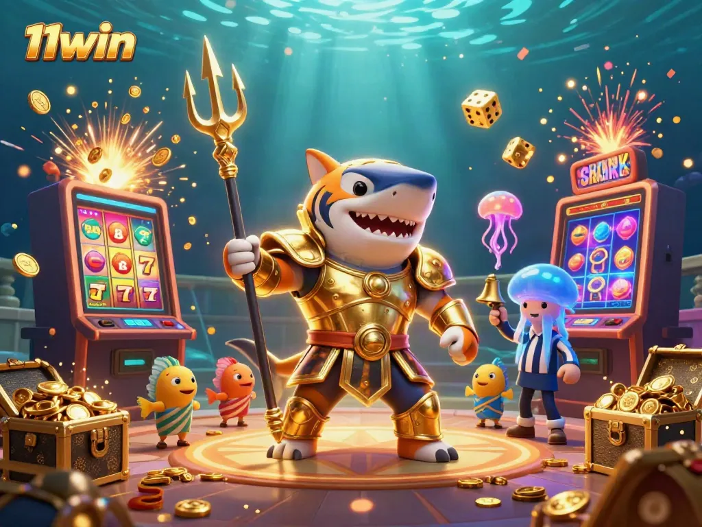 Experience thrilling wins at 11win with a vibrant underwater casino scene bursting with excitement.