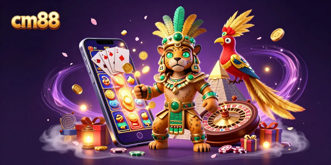 Experience cm88 with vibrant casino elements and glowing characters showcasing thrilling gameplay.