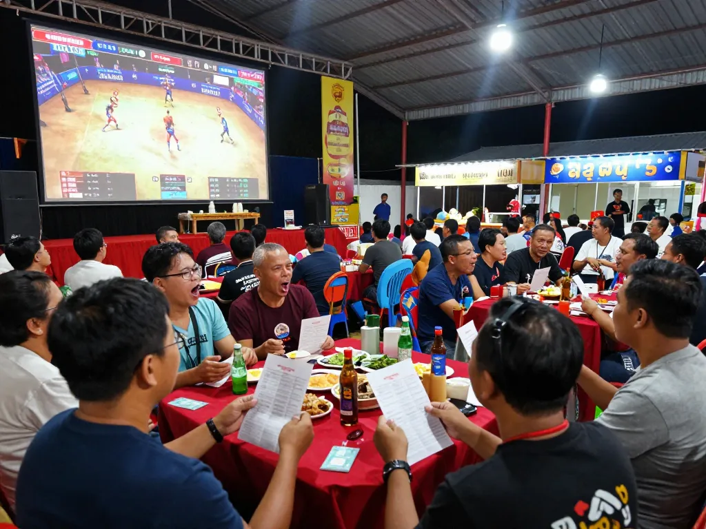 bồ gà thường phước live betting scene showcasing exciting chicken fights and enthusiastic fans