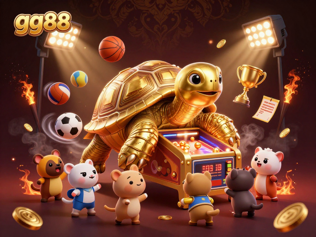 Experience exhilarating sports betting at gg88 with vibrant sports balls and a magical tortoise!