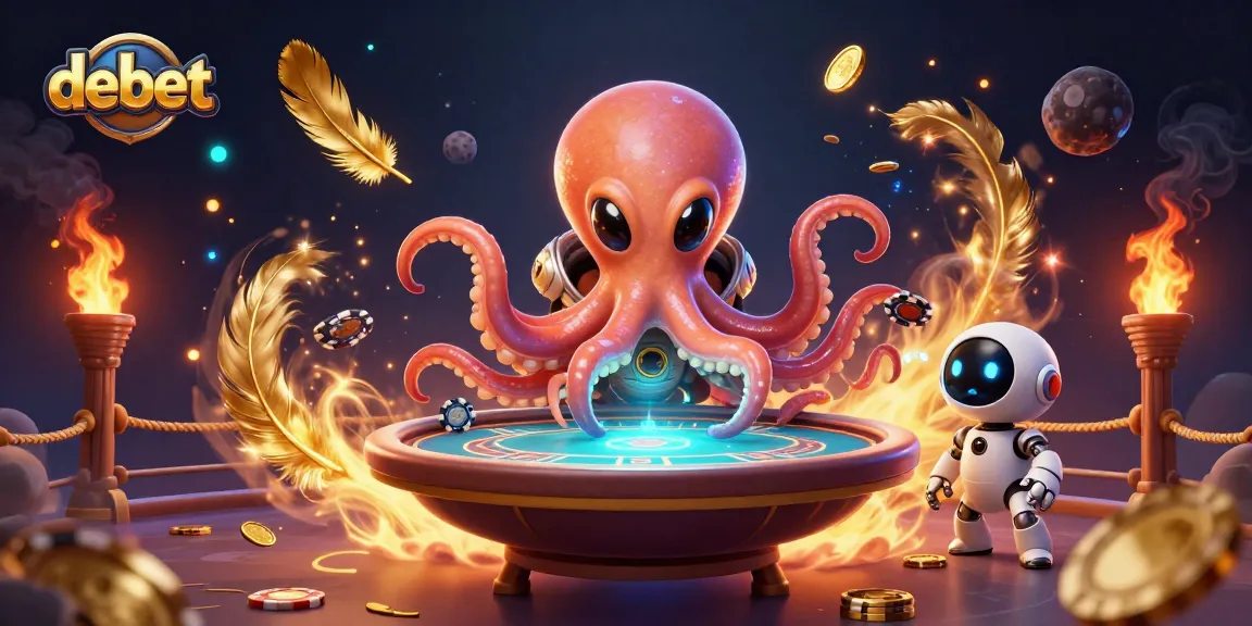 Experience thrilling debet poker action with an alien octopus at a holographic table.