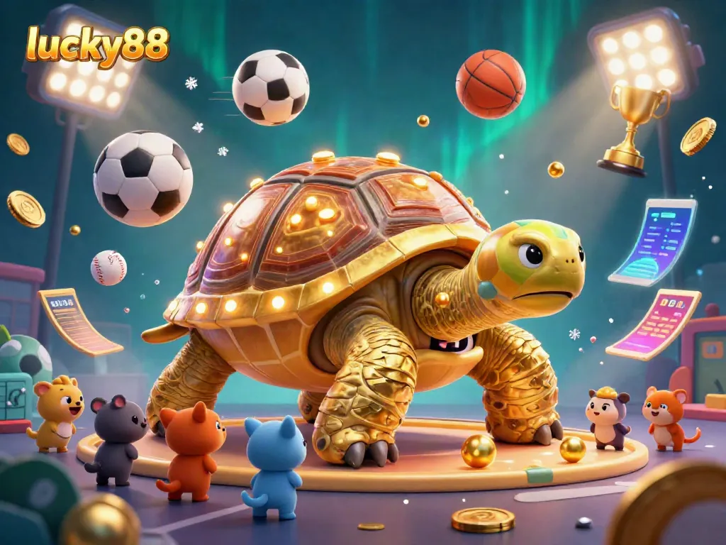 Lucky88 delivers an exciting gaming experience with a vibrant cartoon tortoise pinball machine and animated sports elements.