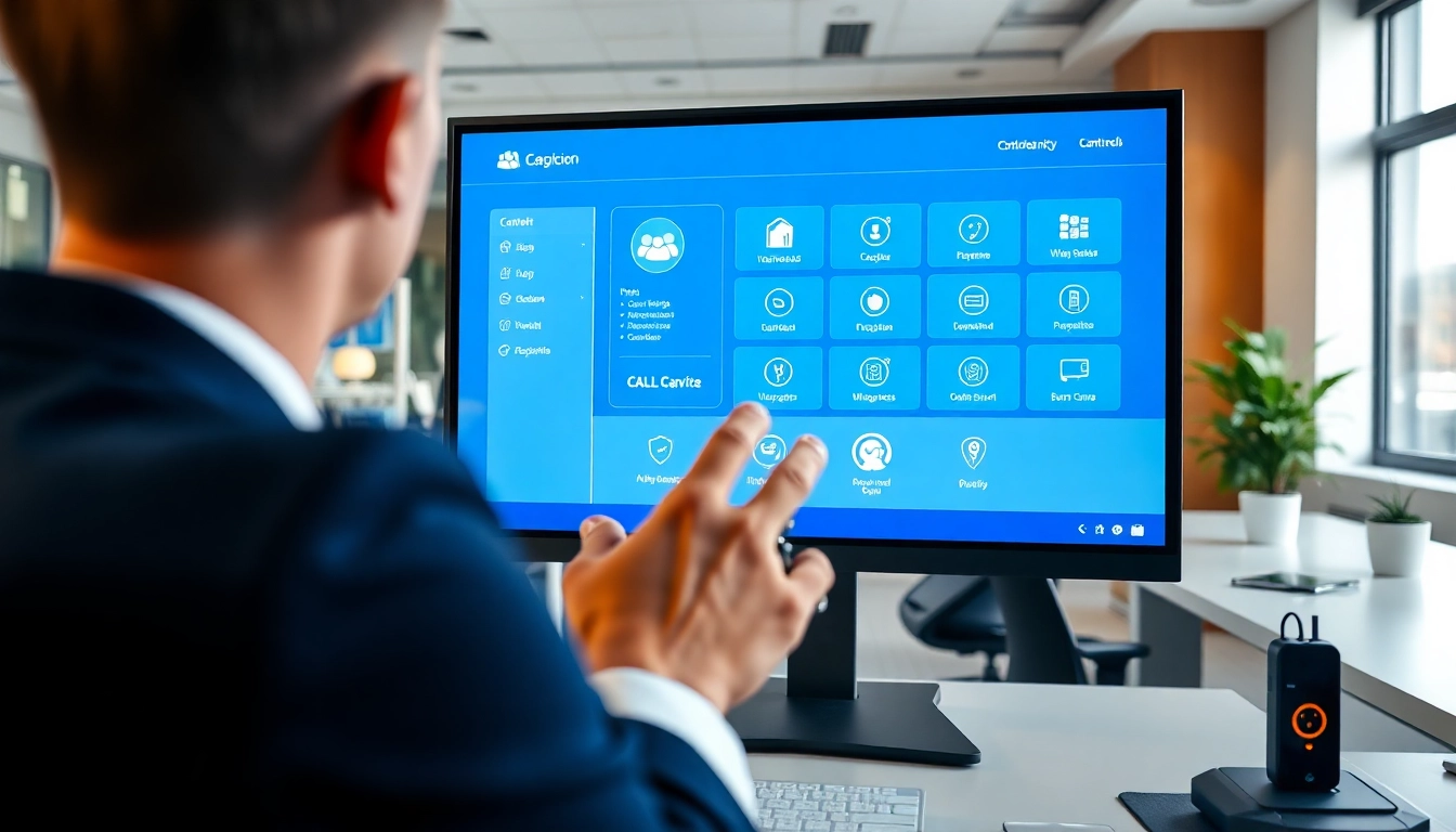 Engage with remote call control technology on a sleek interface in a modern office setting.