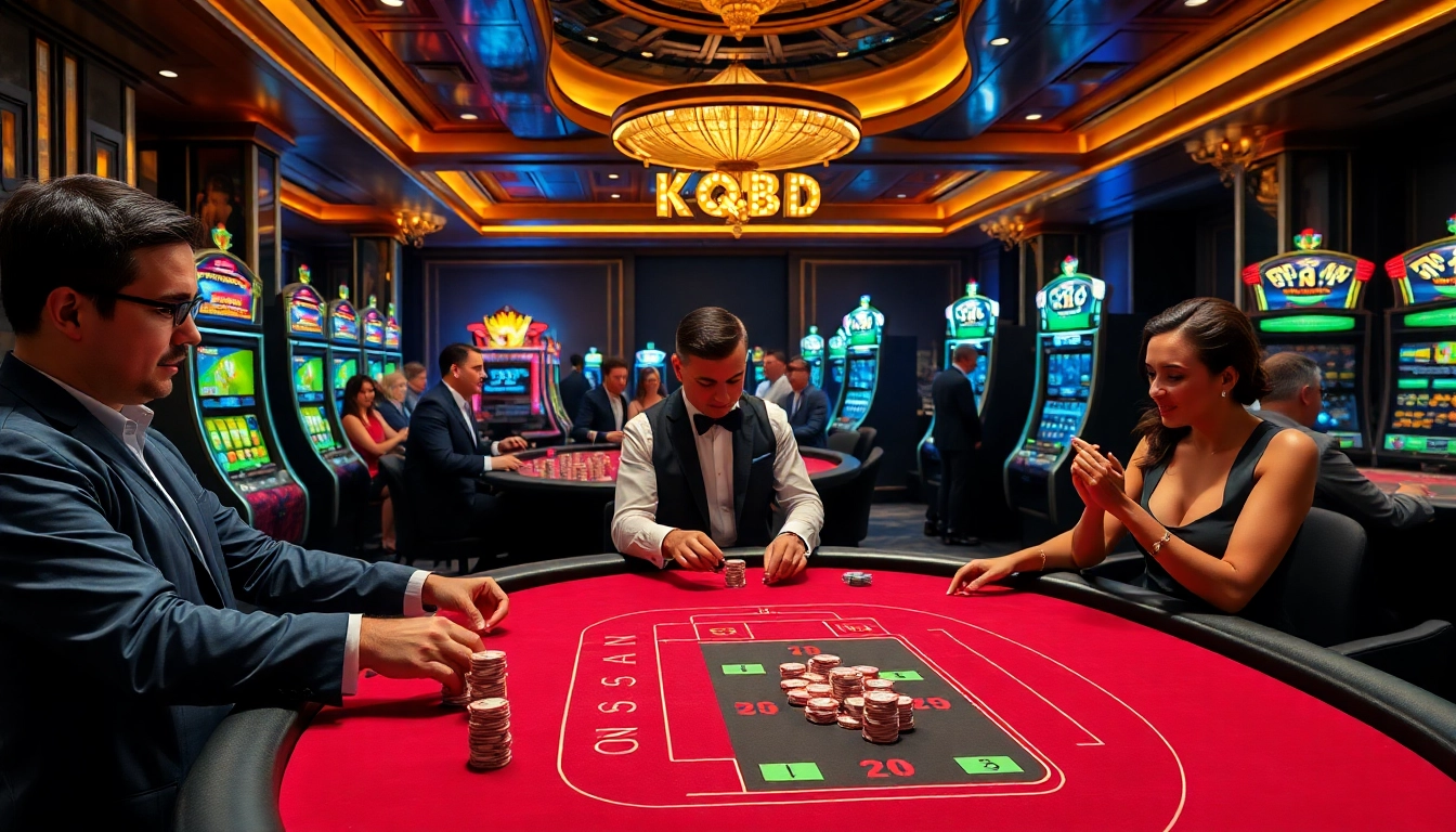 Experience thrilling live results of kqbd on an elegant casino table with excited players.