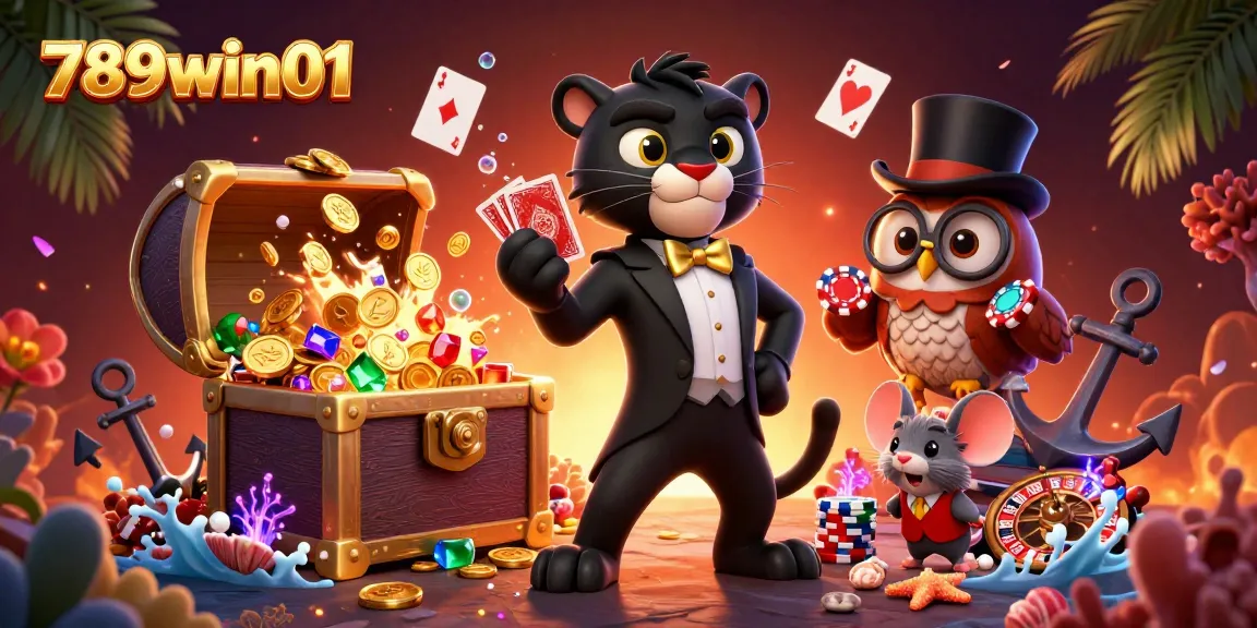 Experience thrilling gameplay with 789win01 as the stylish panther deals cards amidst a vibrant casino scene.