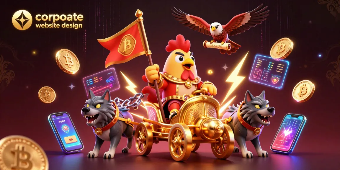 Engage with corporate website design through vibrant 3D casino battle scene showcasing digital currency.