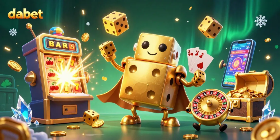Experience thrilling jackpots with dabet's vibrant gaming scene showcasing golden dice and slot machines.
