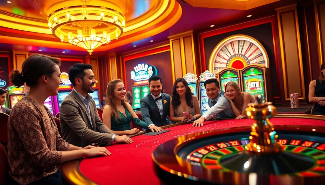 Experience the thrill of u8888 with lively casino games featuring excited players at the poker table.