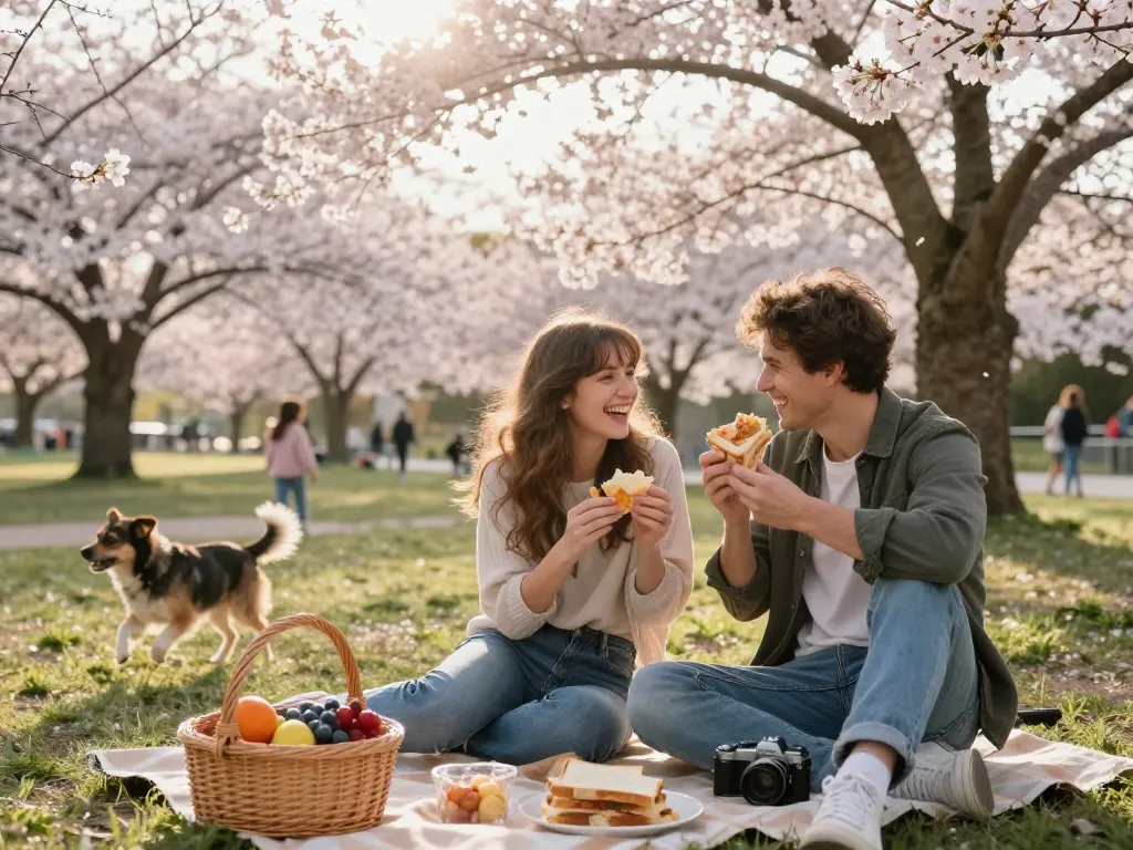 Couple enjoying a picnic in a park, showcasing the joy of having a crush on someone.