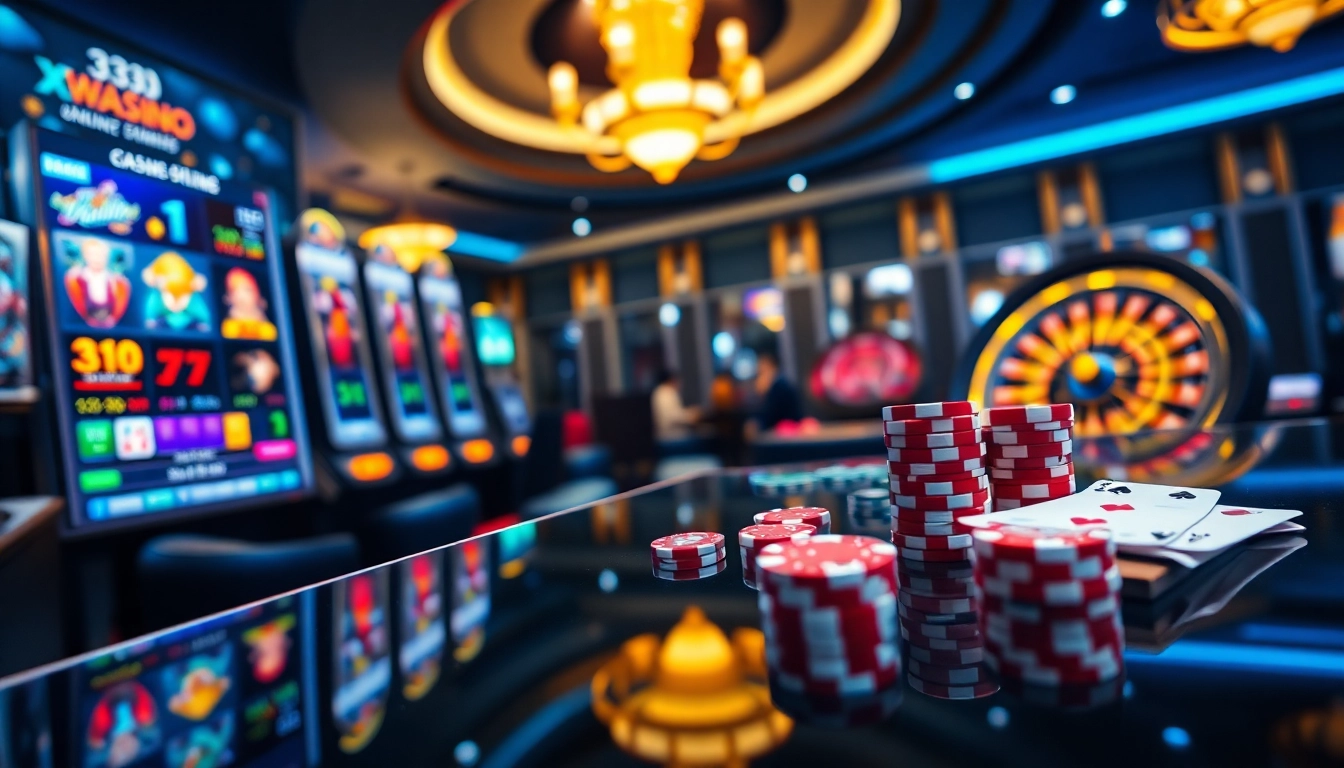 Engaging online casino interface with vibrant slots and spinning roulette at x333.sa.com