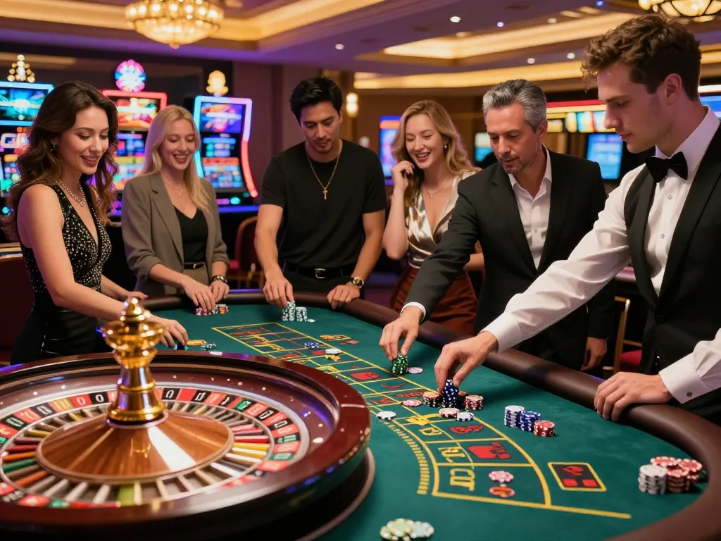 Players engaging in an exciting roulette game at 789win777 casino, showcasing dynamic betting strategies and vibrant atmosphere.