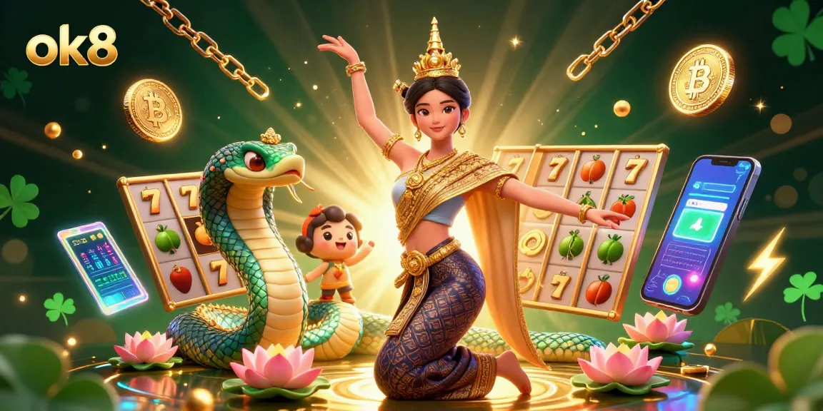 Experience the thrill of winning at ok8 with engaging slot games, featuring vibrant 3D illustrations.