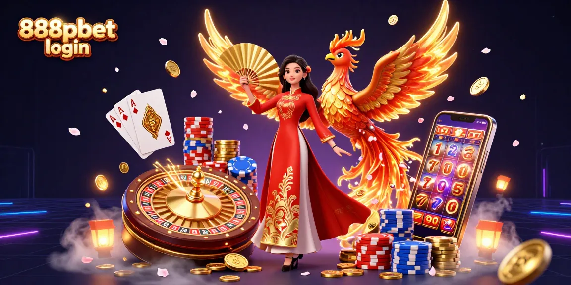 Experience 888pbet login with vibrant symbols of luck and fortune in this dynamic casino illustration.