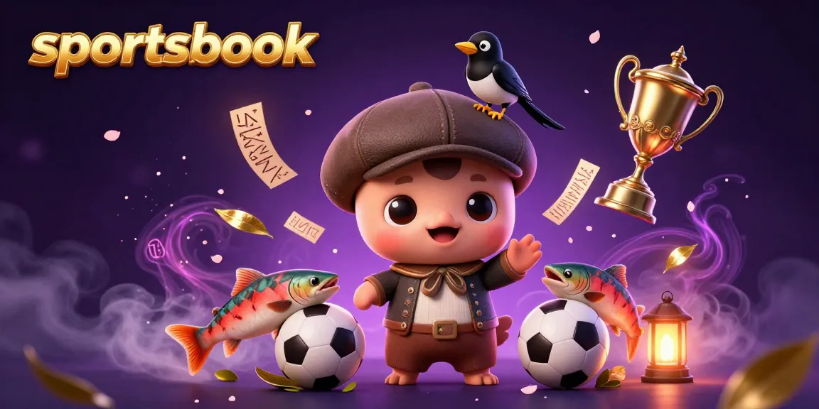 Engaging sportsbook illustration with Nessie and playful elements capturing sports betting excitement.