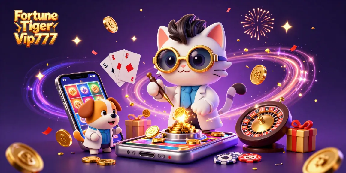 Experience the thrill of Fortune Tiger Vip777 with vibrant slots, golden coins, and exciting gameplay elements.