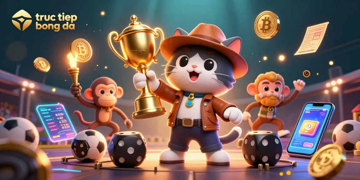 Watch truc tiep bong da in action with vibrant sports elements and a lively illustration.