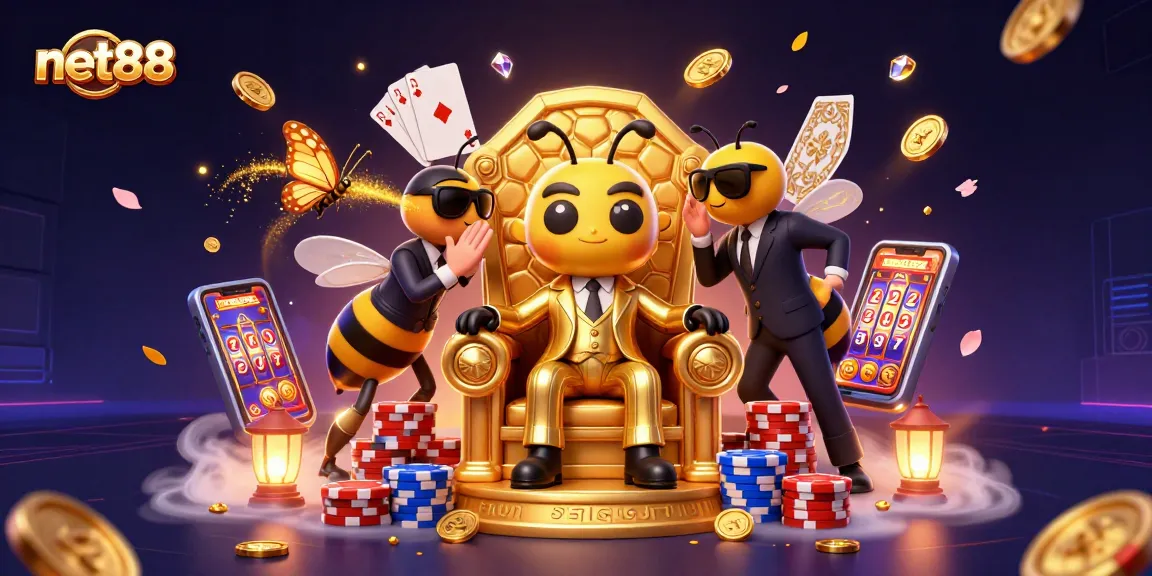 Exciting net88 casino scene with a bumblebee mob boss and dazzling game elements.